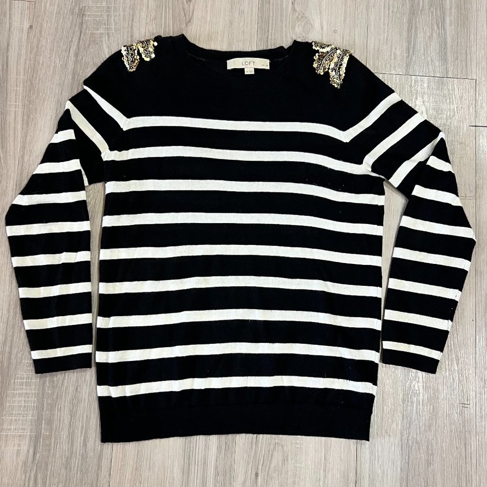 Ann Taylor LOFT Sequin Lightweight Striped Sweater